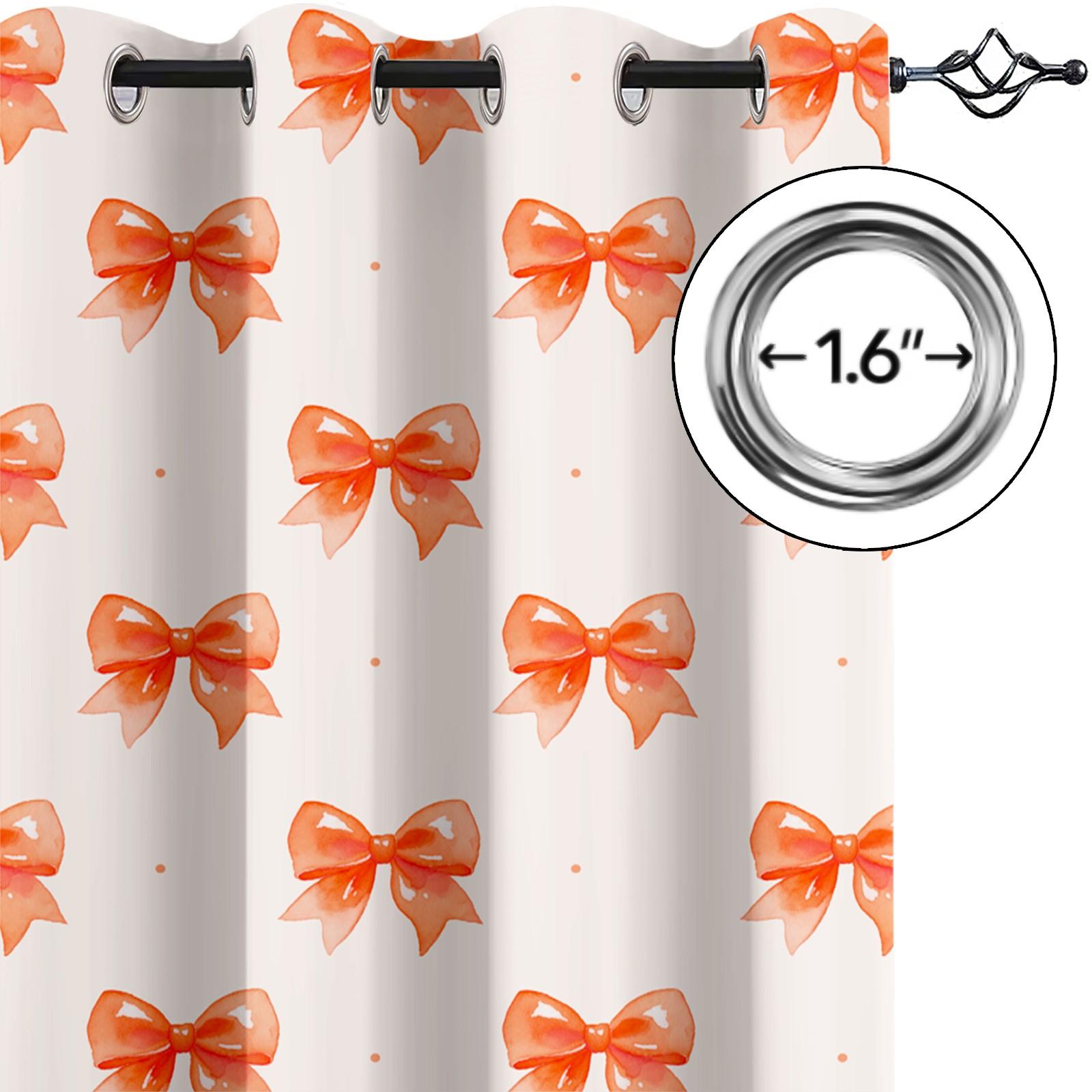 2Pcs Cute Bow Knot 80% Blackout Curtains, Fresh Pastel Ribbon Design Curtains for Bedroom & Living Room, Warm Gift for Teen Girls and Women