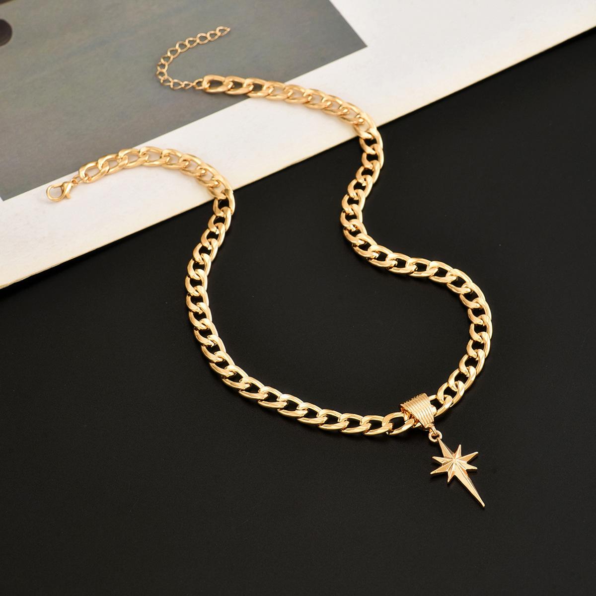 Hip-hop punk style star-shaped pendant necklace made of stainless steel, featuring unique stars. A niche trend piece that can be easily paired with various outfits.