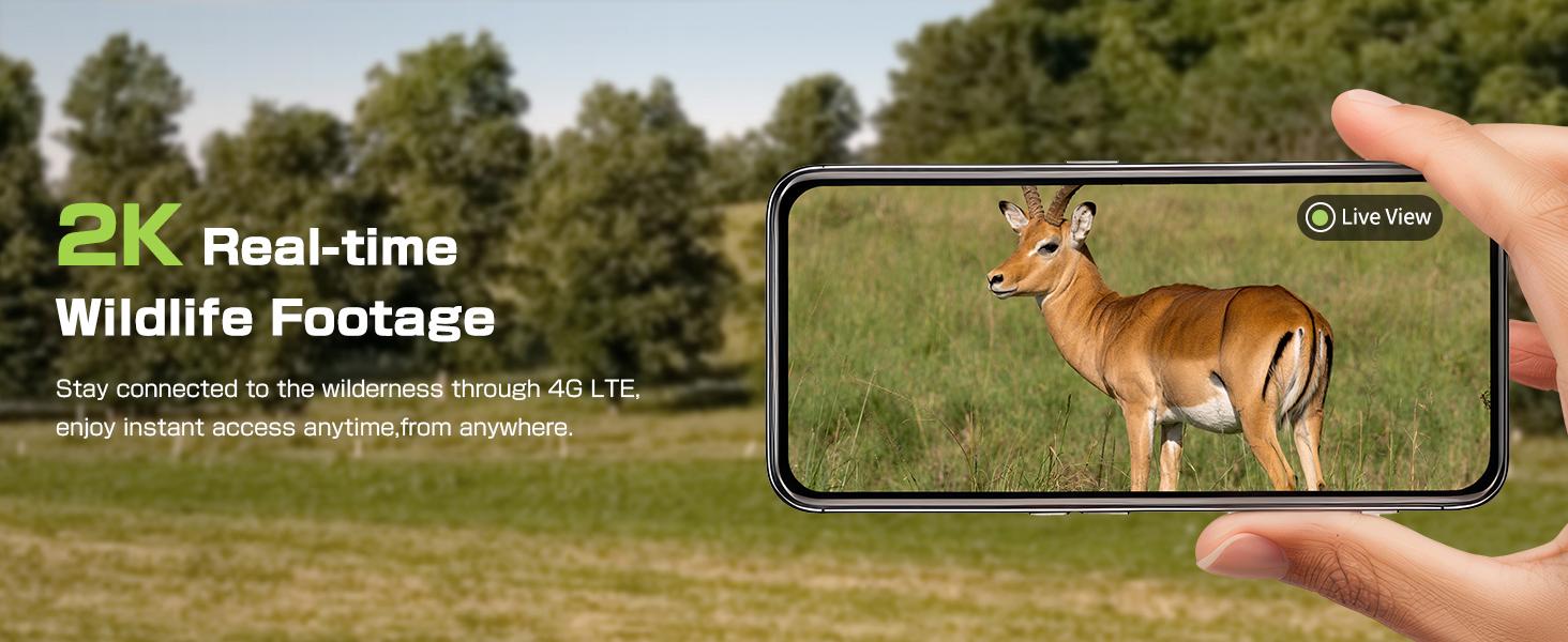 4G LTE Solar Game Camera– 2K Live Video, WiFi Not Supported, Remote APP Controlled, WaterProof, Motion Activated, Night Vision, 4G Data Cellular Card Included (Data refill is required for Unlimited 4G data usage) Outdoor