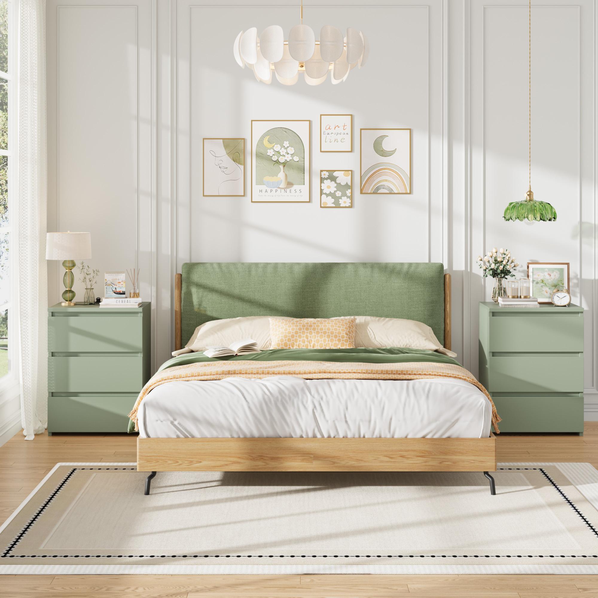 FOTOSOK Nightstad with Charging Station, White Nightstand with 3 Drawers,  Nightstand with USB Ports, Power Outlets, Silent Slides, Wooden End Side Table Bedside Table for Bedroom