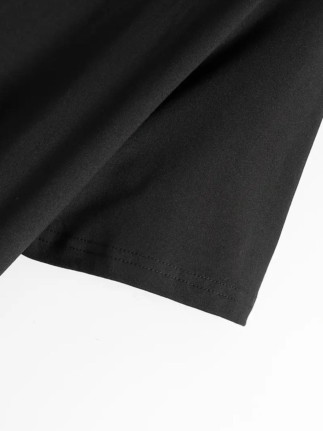 Gothic Dark Style American Street Short Sleeve T-Shirt, Poker Print Graphic Tee, Casual Fitted Top Without Zipper and Collar