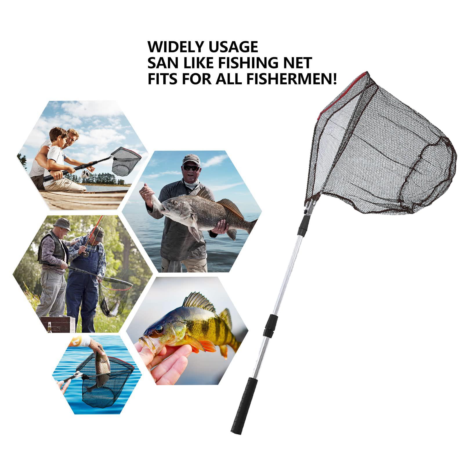 Folding Manual Fishing Net With Aluminum Alloy Handle, 1 Count Triangular Fish Landing Net, Fishing Gear, Fishing Accessories