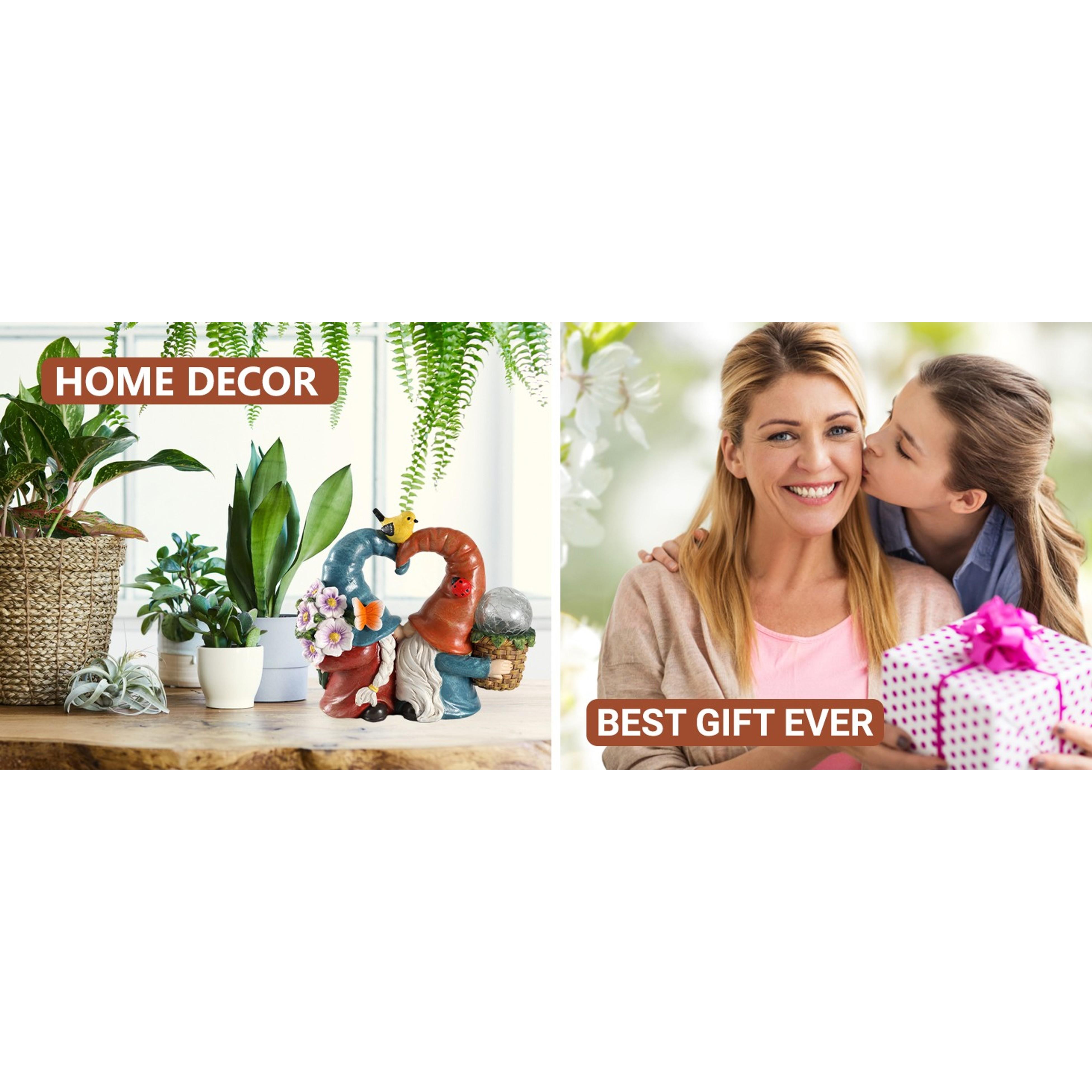 Solar-Powered 8.3'' Spring Summer Kissing Gnomes Decorations for Home & Garden - Decorative Outdoor Lawn Ornaments and Statues Clearance (Loved Gnomes)