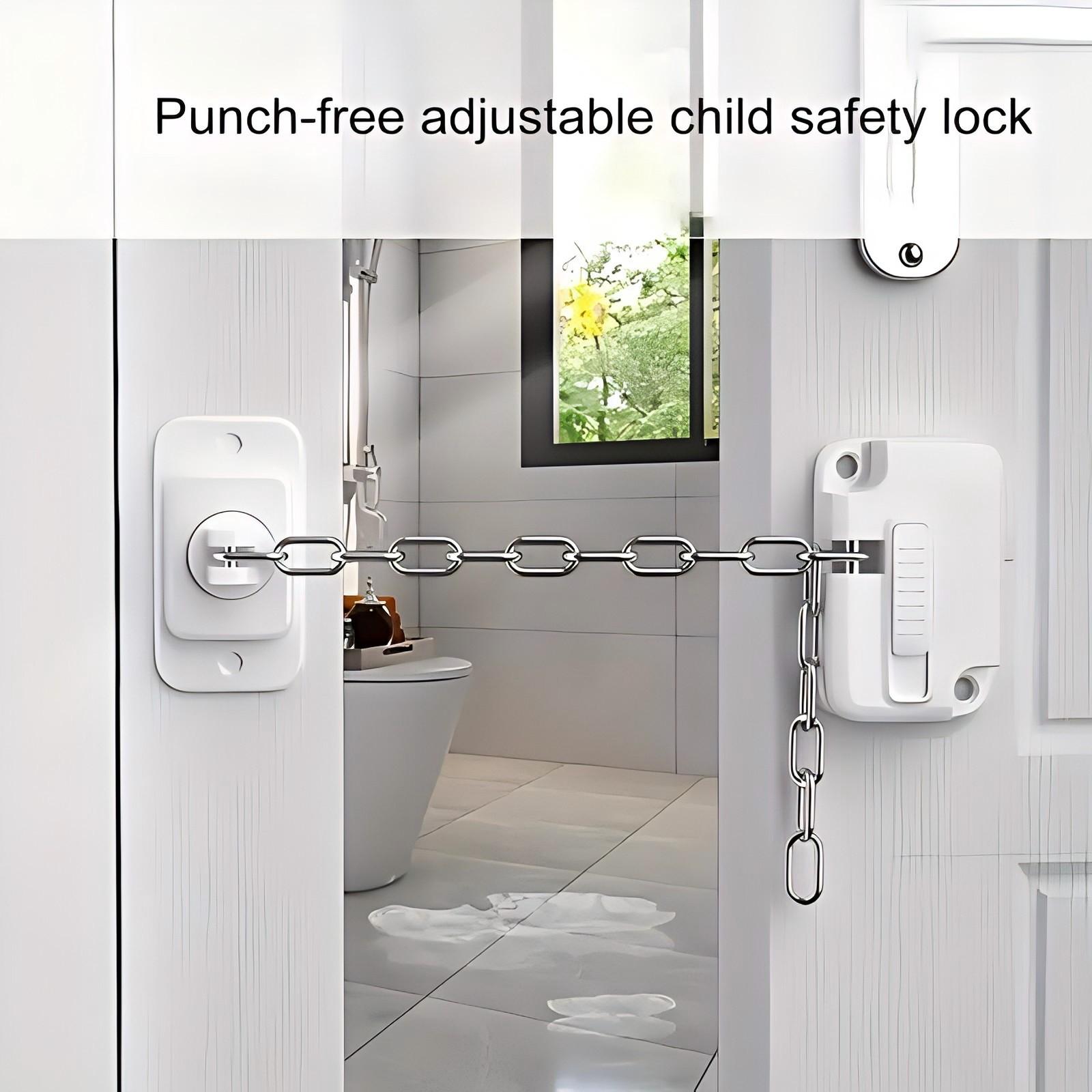 Adjustable Safety Vent Window Lock, Self-Adhesive Window Restrainer, Home Office Hotel Apartment Hardware, Includes Screws