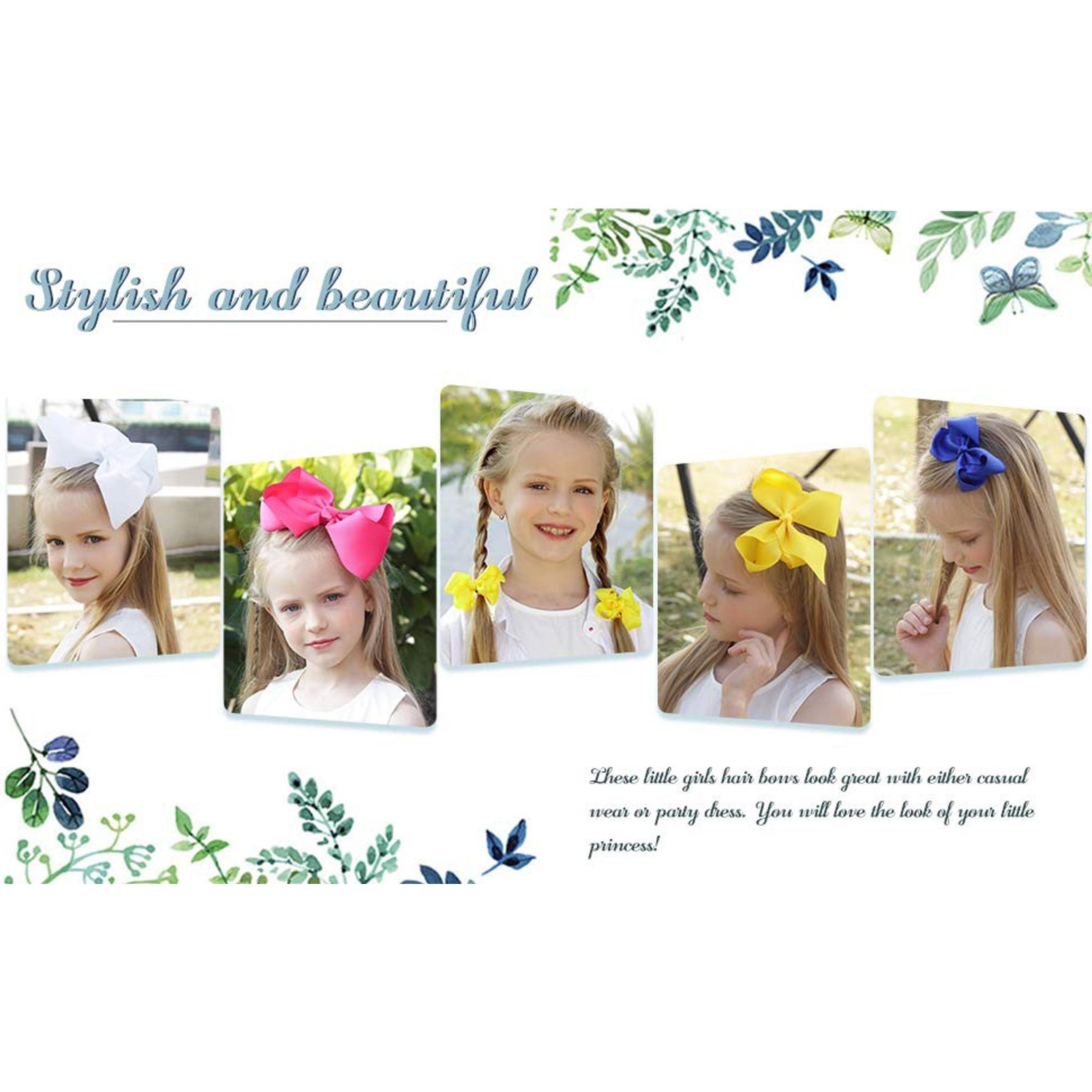 Hair Bows for Girls, 30 Colors 6 Inch Grosgrain Ribbon Hair Bows Clips Alligator Clips Barrettes Hair Accessories, Back to School, Party, Photography, Christmas, Travel | Grosgrain Ribbon Bows Hair Alligator Clips Hair Barrettes for Girls Toddler Inf