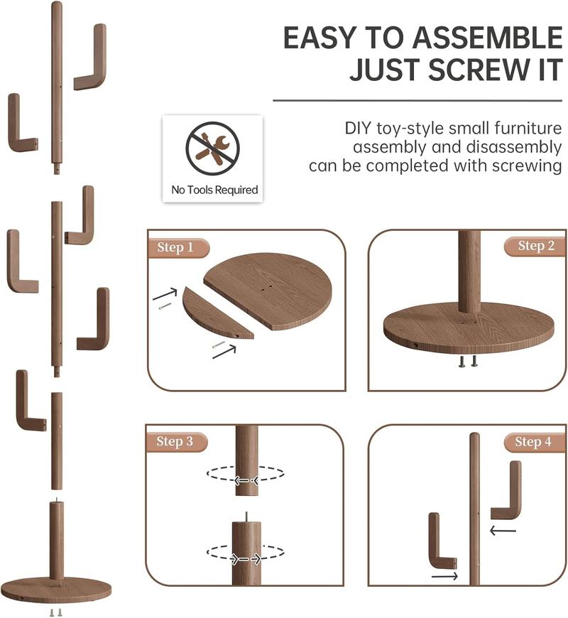【Summer】Solid Wood Cactus Coat Rack Freestanding, Adjustable Height Wooden Coat Rack Stand with 6 Hooks, Unique Design Coat Tree for Entryway, Bedroom,Coats,Bags 【Summer】Solid Wood Cactus Coat Rack Freestanding, Adjustable Height Wooden Coat Rack Stand with 6 Hooks, Unique Design Coat Tree for Entryway, Bedroom,Coats,Bags