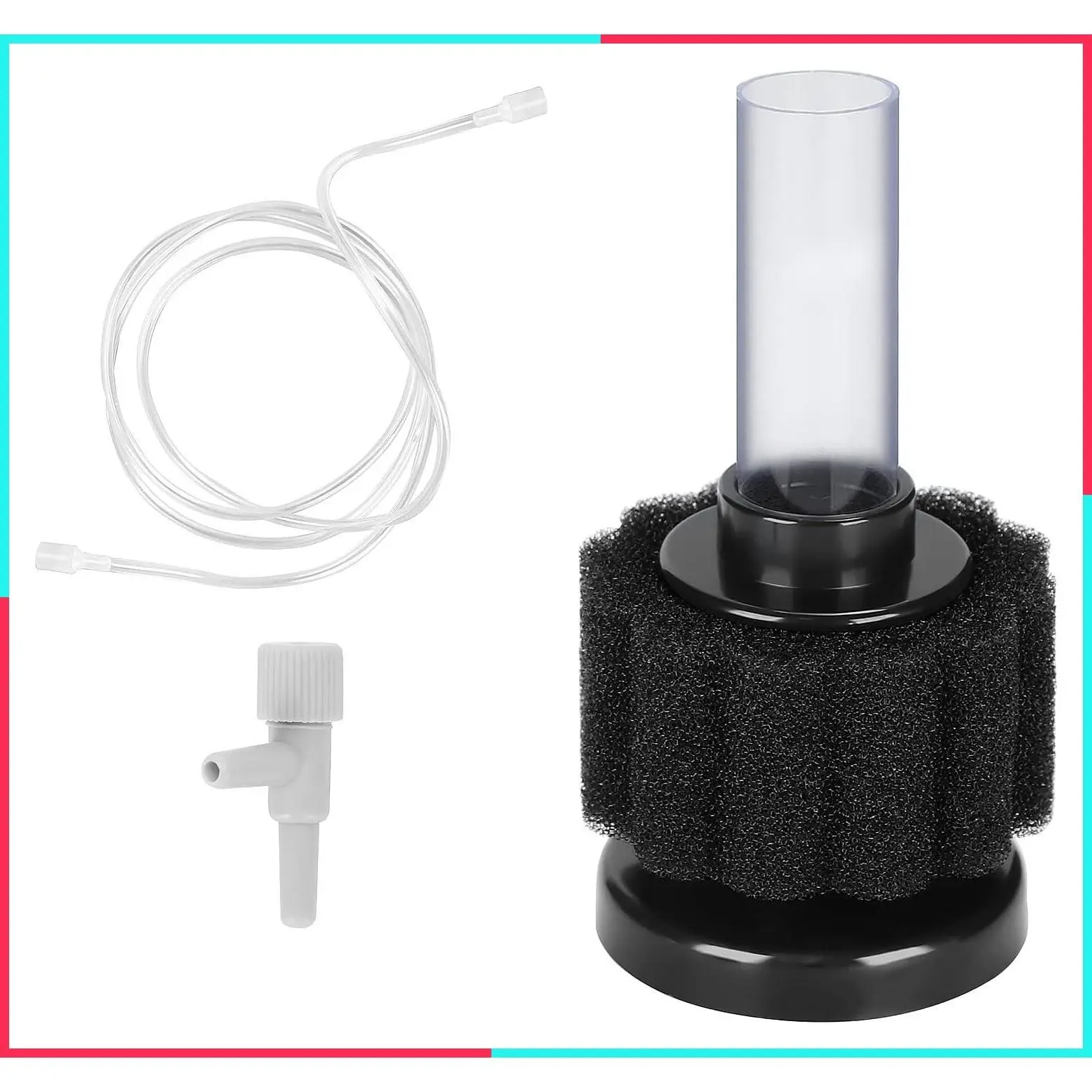 Mini Aquarium Sponge Filter, Quiet Fish Tank Bio Foam Filter, with Airline Tubing, up to 2 Gal