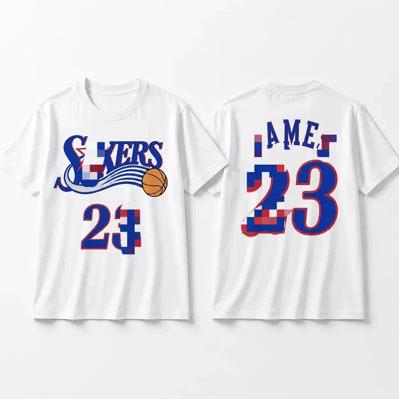 Sixers James 23 Double Sided Print Basketball Graphic T-Shirt Front Back Sports Fan Unisex Cotton Tee # GraphicTee # StreetwearFashion # Casual Outfit # MensFashion # WomensFashion # BODY COUNT