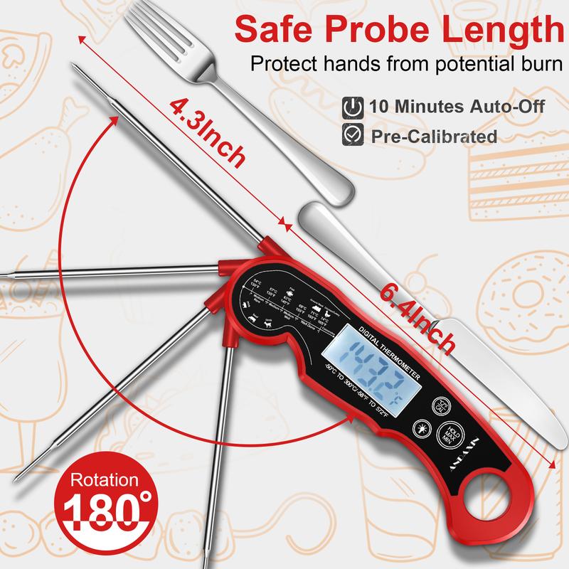 [BBQ Essential]Digital Meat Thermometer - 3s Instant Read Backlight Magnetic Waterproof for Steak Cooking, Grilling, Frying, Roasting Kitchen Utensils,Labor Day Special Gifts for Men Him Dad Birthday Kitchenware Oven Modern,Halloween Gift