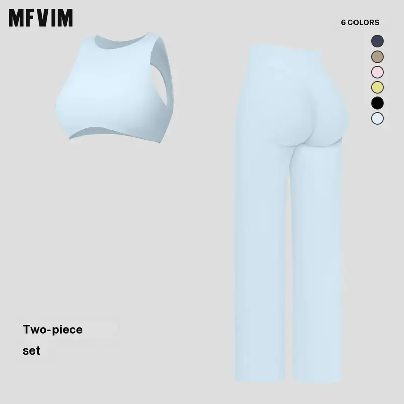 MFVIM Women's Fuzzy 2-Piece Workout Set - Fitted Active Set with Tummy Control, Butt-Lifting, Workout Tops, Bra, for Gym & Outdoor Fitness, Back to School,outdoorfun