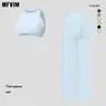 MFVIM Women's Fuzzy 2-Piece Workout Set - Fitted Active Set with Tummy Control, Butt-Lifting, Workout Tops, Bra, for Gym & Outdoor Fitness, Back to School,outdoorfun