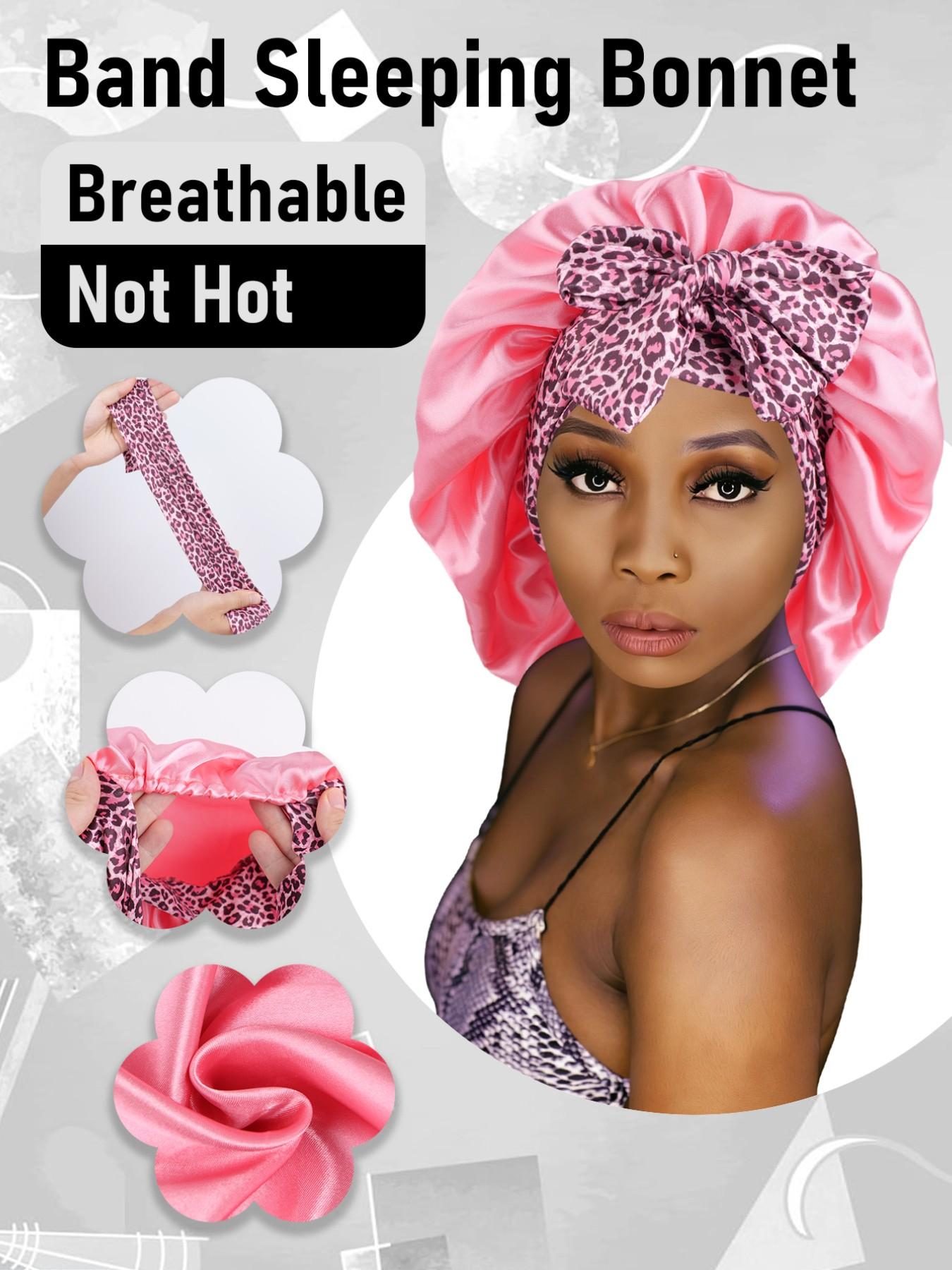 Long Hair Satin Sleep Cap with Elastic Band, Women's Nighttime Sleep Hat, Long Sleeper Cap, Suitable for All Hairstyles, Shower Cap