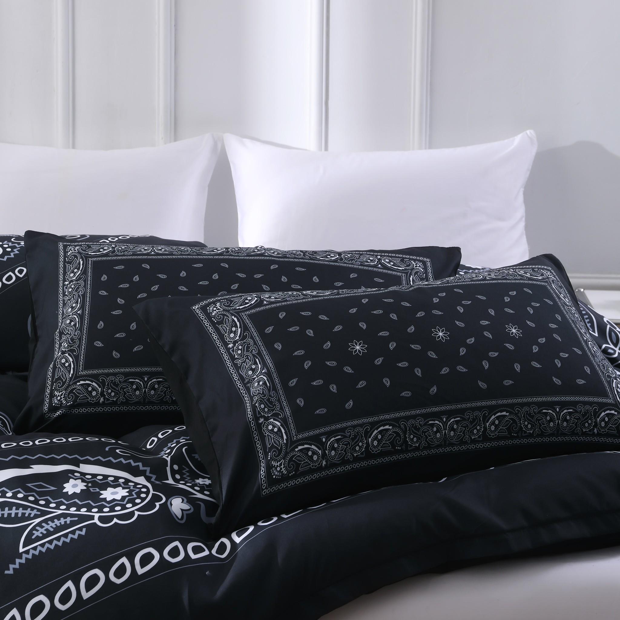 3pcs Black & White Paisley Print Bedding Set, Includes 1 Duvet Cover + 2 Pillowcases No Insert, Comfortable Sleep, Perfect Gift for Dorm Room, All Seasons
