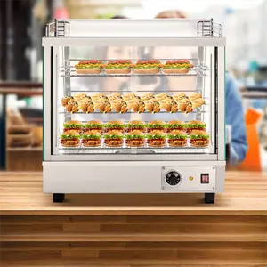26.57'' Countertop Warmer Display Case, Commercial Food Warmer with Adjustable Shelves, Glass Sliding Doors, 3 Tier Electric Heated Display Cabinet,for Buffet, Restaurant