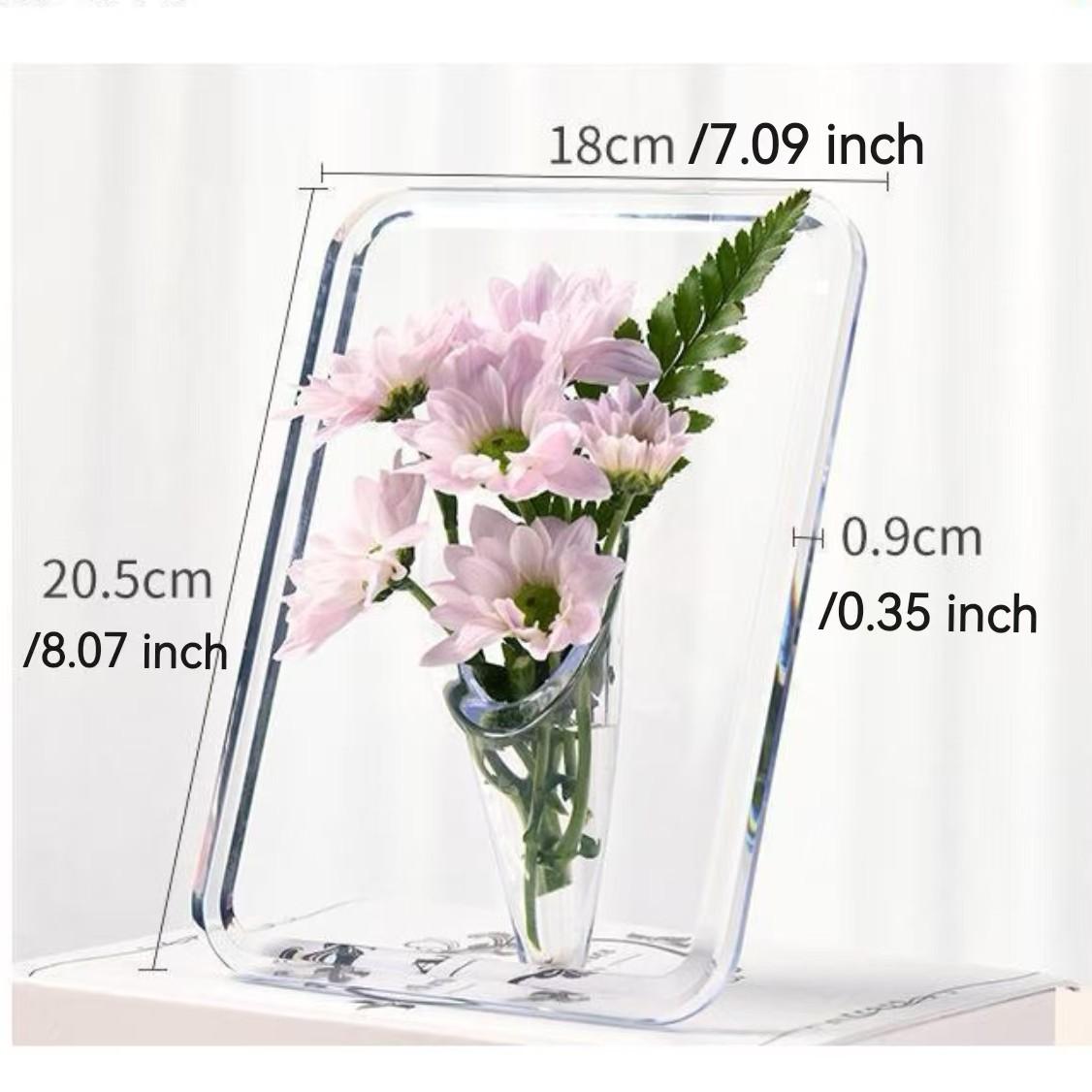 Acrylic Frame Vase Creative Floral Arrangement Art Decor, Fresh & Dried Flowers Container, Unique Home Decoration Piece