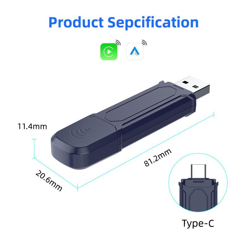 Wired to Wireless Carplay Adapter for Android Auto USB Connection, Seamless Car Integration for Modern Vehicles