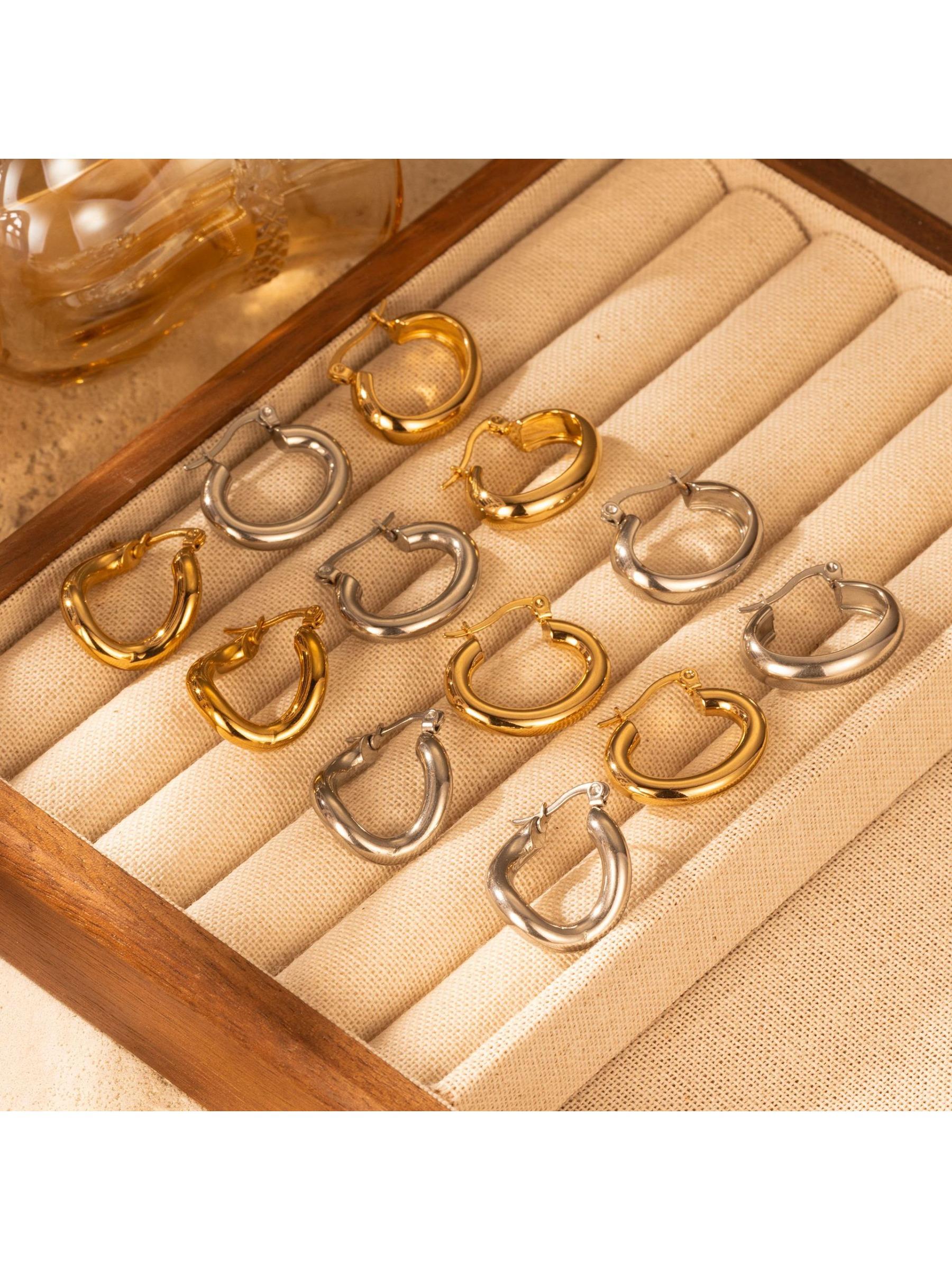 European and American fashion trend stainless steel earrings for women, plated with light luxury and high-end texture, irregular geometric earrings