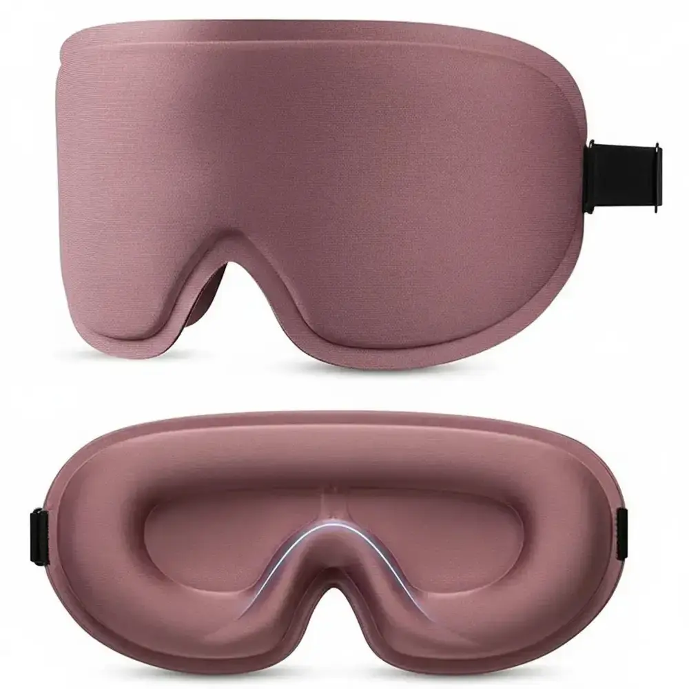 3D Deep Contoured Eye Cover Bundle, 2pcs Adjustable Sleep Masks with Nose Pad Design in Pink and Purple or Black and Pink, Ultra-fine Polyester Fabric with Sponge, One-Size for Sleeping, Yoga, Traveling