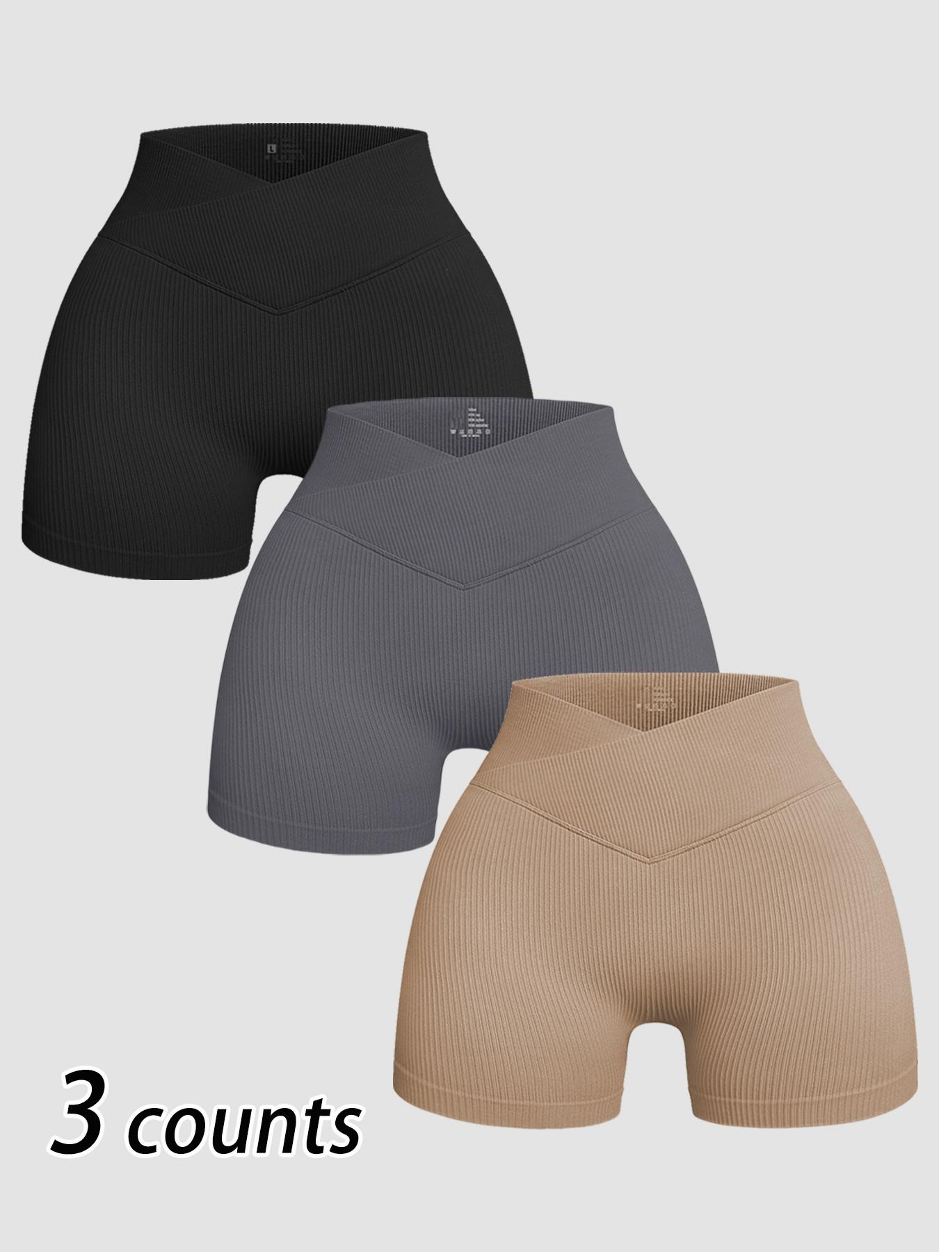 Women's Solid High Waist Ribbed Sports Gym Shorts, Summer Clothes Women Breathable Comfortable Textured High Stretch Seamless Short Leggings, Ladies Sportswear, Gym Clothing