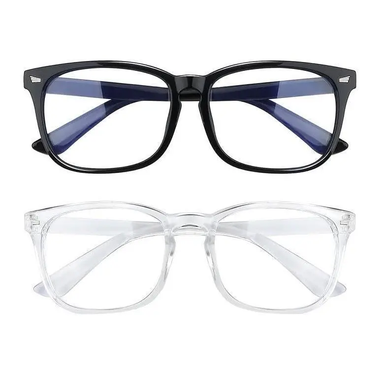 2-Pack Blue Light Blocking Glasses Clear Unbreakable Classic Frames Fashion Eyewear for Daily Wear Suitable for Computer Gaming and TV Use