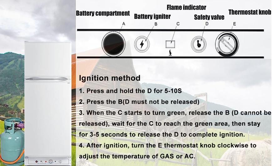 Smad 9.7 Cu.Ft Gas Propane Fridge Freezer LP Caravan Camper RV Fridge Garage AC