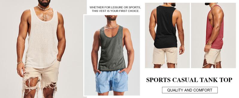 Runcati Mens Workout Tank Tops Sleeveless Shirt Muscle Gym Bodybuilding Fitness Training Loose Fit T Shirts