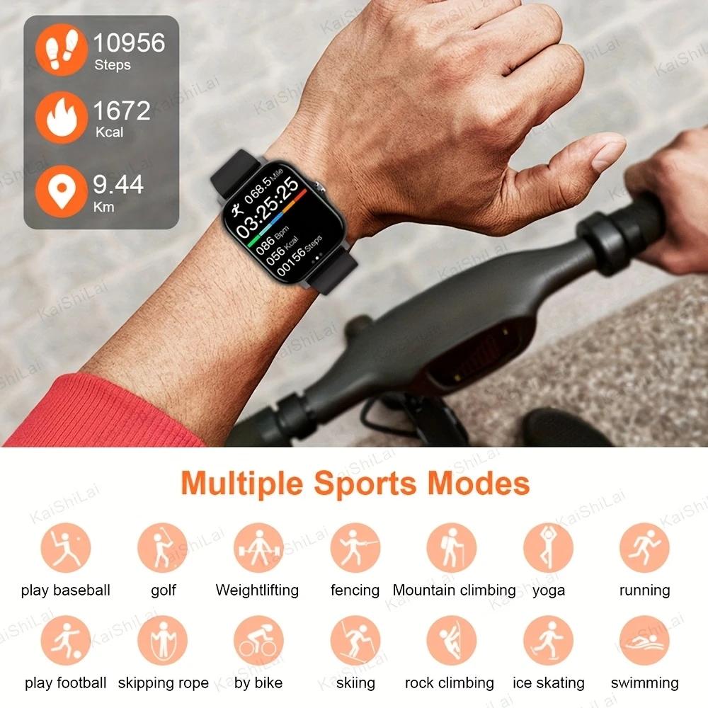 Smartwatch with Call Function - Wireless Call, Message Reminder, Pedometer & Calorie Tracking, Multiple Sports Modes, Weather Forecast, Wireless Connection, Comfortable, Unisex