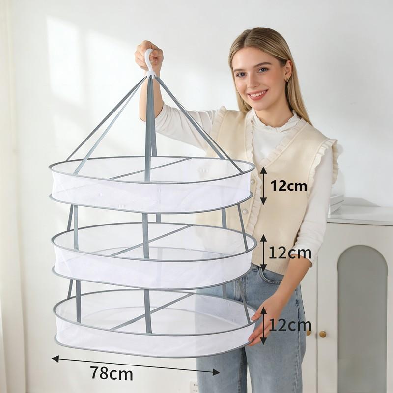 Large Wind-Resistant Laundry Basket, Foldable Flat Lay Drying Net, Clothes Rack, Single Pack, Ideal for Sweaters and Clothing