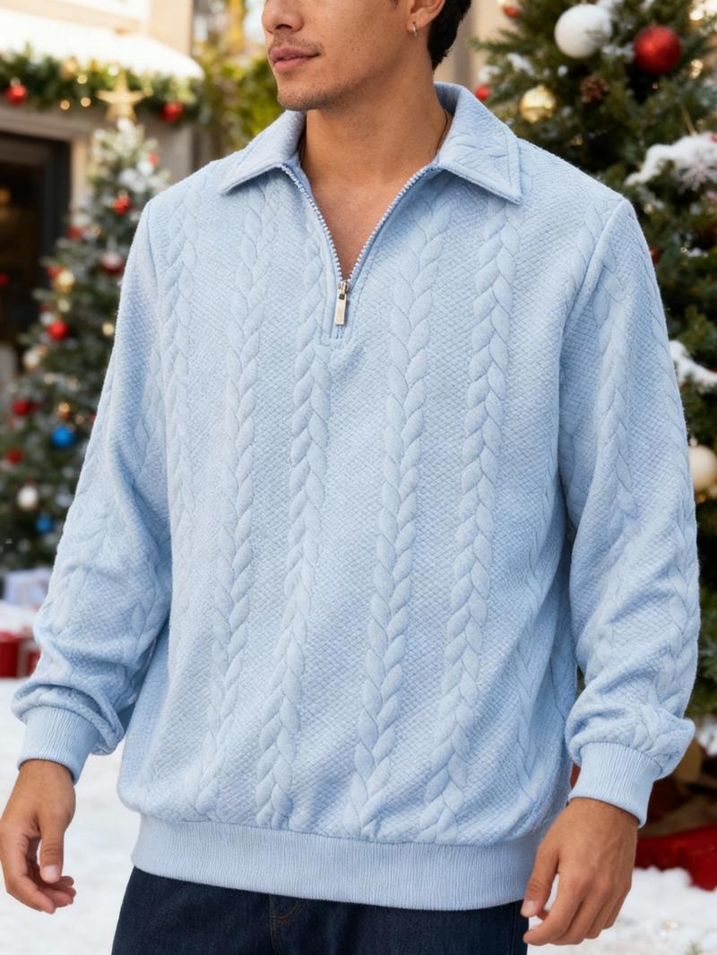 3-Pack Men's Half-Zip Pullover Sweaters, Cable Knit Collared Tops, Stylish Comfortable Casual Sweatshirts for Men's Spring/Fall Daily Wear & Fashion Styles