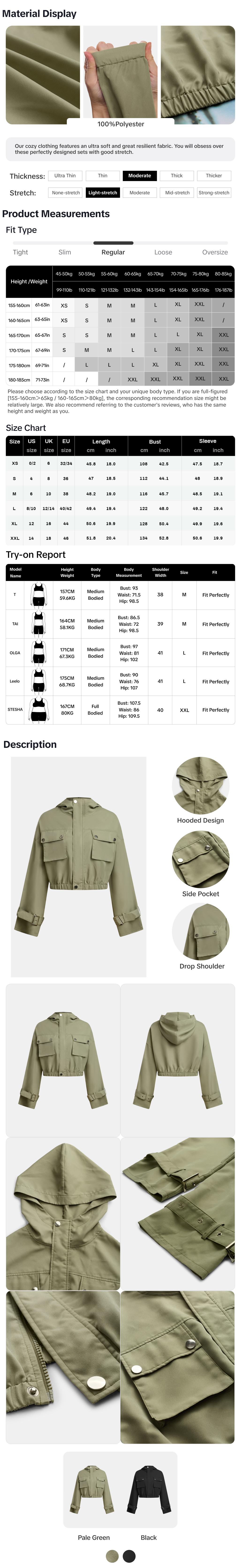 YOZY Women's Solid Button Pocket Zipper Hooded Trench Coat, Casual Drop Shoulder Long Sleeve Outerwear for Fall & Winter, Ladies Clothes for Daily Wear