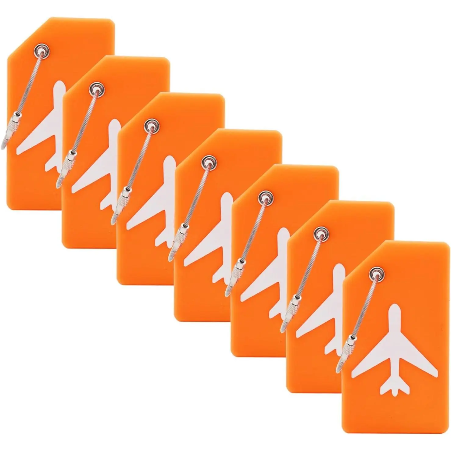 7 Pack Silicone Luggage Tags with ID Card Holder - Durable Travel Baggage Tags for Suitcases & Handbags, Easy to Spot, OrangeGift