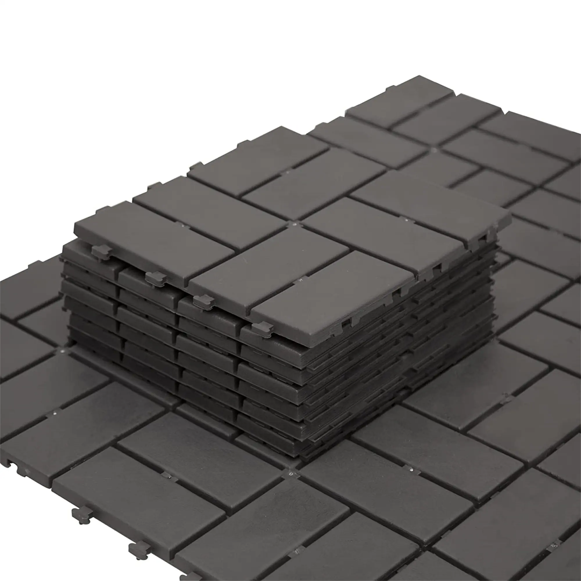 ARCH Interlocking Patio Deck Tiles 12x12 Inch Plastic Outdoor Flooring, Gray Composite Decking Tiles for Balcony Porch Backyard, Weatherproof Non-Slip Drainage Grid, Easy Snap Together, Pack of 44, Gray Color Options, Plastic Material,sohochic