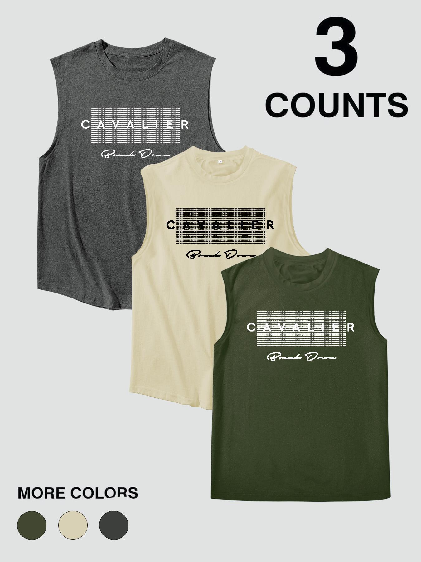Men's Letter Print Tank Top, Casual Sleeveless Top for Summer, Fashion Men's Top for Daily Wear, Vests, Workout Tank Tops
