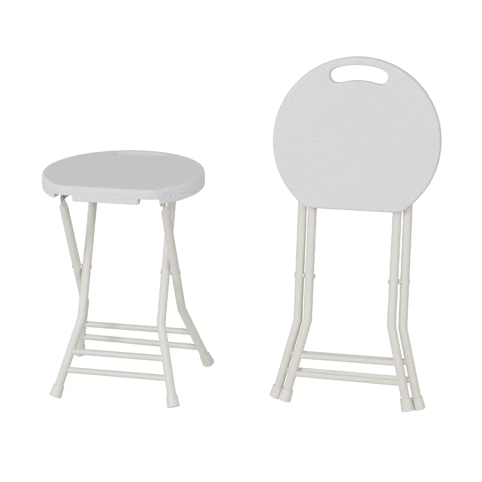 Folding Stool with Handle and Non-Slip Feet, 600lbs Capacity Portable Bar Stool for Adults, Space-Saving Backless Chair for Kitchen Home Bar Gaming Party