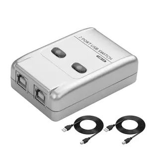 USB 2.0 Manual Printer Sharer Switcher 2 in 1 Out Printer Sharing Device Adapter with 2 USB Printer Cables 5ft 1 5M for Printer Scanner 2 Port USB B P