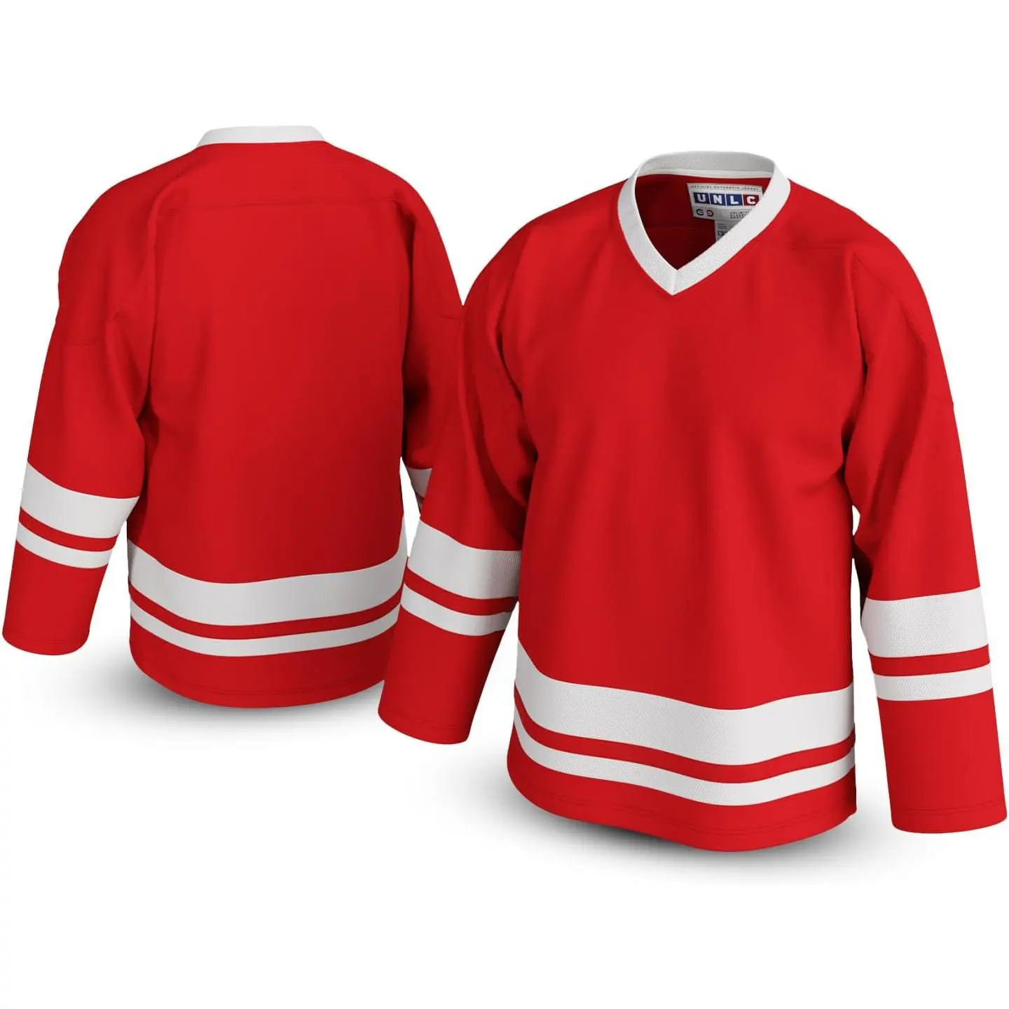 Blank Hockey Jersey with Stripes Authentic Stitched Breathable Mesh Durable Polyester Sizes S-5xl