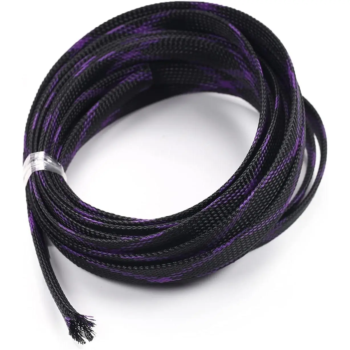 Flat Wire Sleeve, 5m/16.4ft Expandable Braided 1/2-in Width Flexible Mesh Sleeve for USB, Power Cord, Audio Video Cords - Chewing Protection - Black