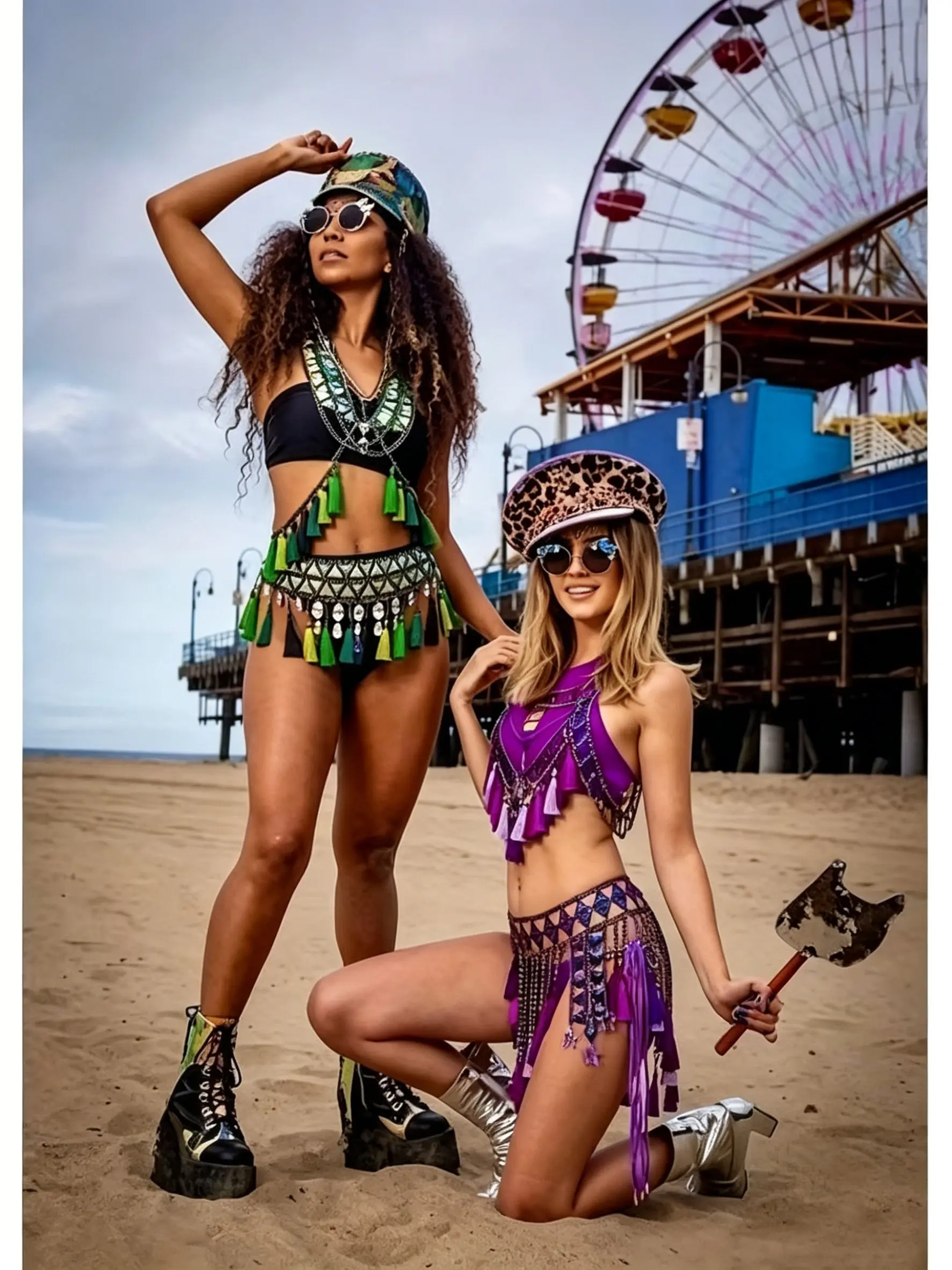 Tassel Rhinestone 2pcs Body Chain Set, Body Jewelry, Rave Festival Harness Top & Skirt, Stylish Accessory for Parties and Events