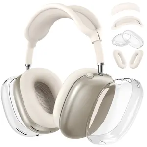 5-In-1 Silicone Protective Case Set for AirPods Max, Soft Ear Pads, Headband Protector, Skin-Friendly Anti-Scratch, Matte Transparent