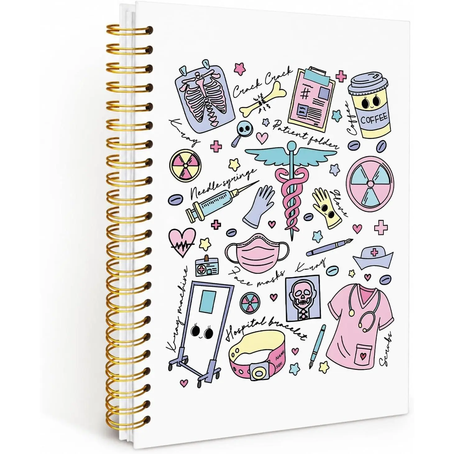 Hardcover Nurse Journal Notebook, 5.5x8.3 In Lay-Flat Bind Spiral Notebook, Nurse Appreciation Gift for Healthcare Workers, Office Stationery for Study Work, Healthcare Staff