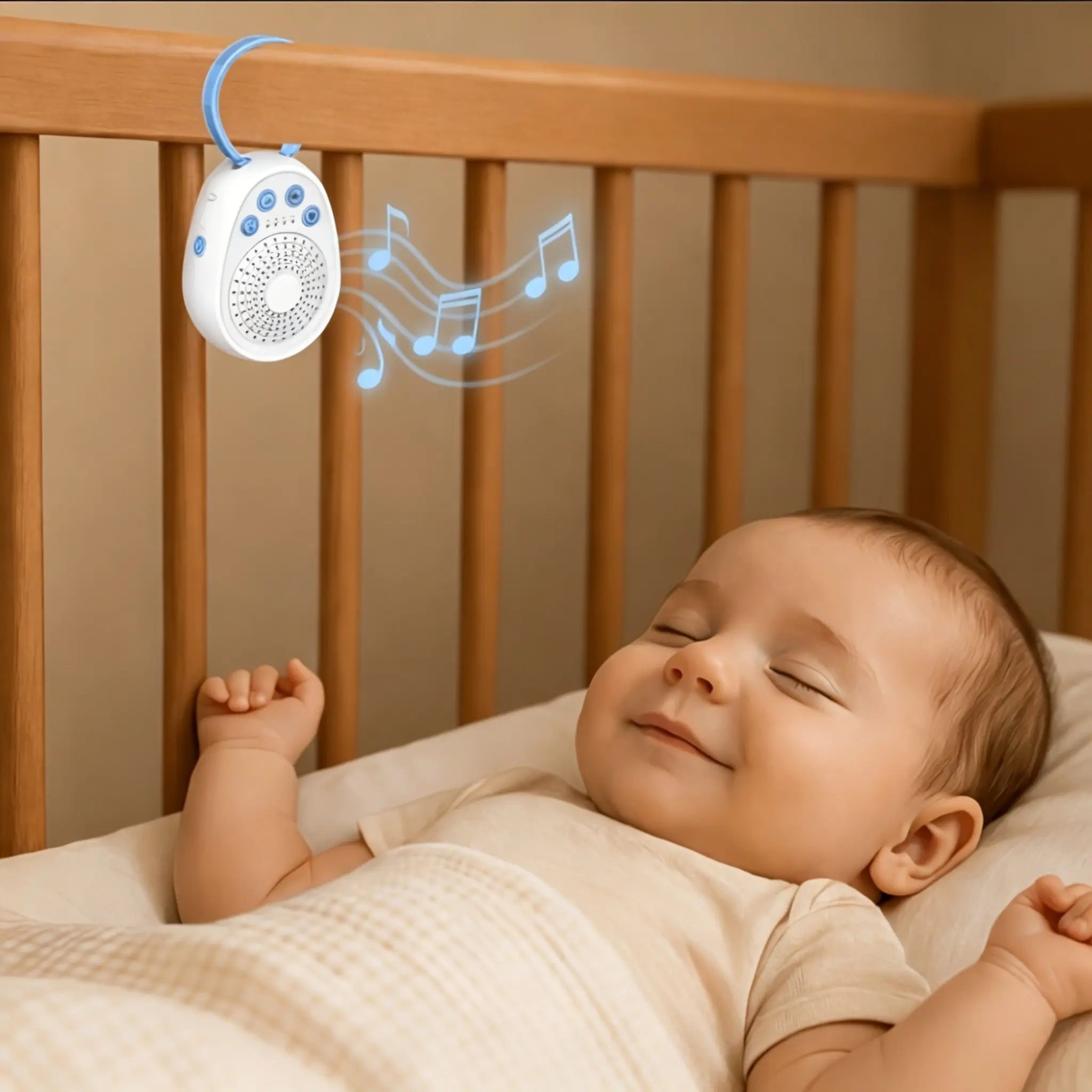 Infant Sleep Aid White Noise Sound Machine for 0-3 Years Old Babies, Kid-Proof Child Lock Function, Compact Lightweight Portable Hanging Player with All-Night Battery Endurance, Perfect for Home Bedroom, Outdoor Stroller and Baby Sling Trips