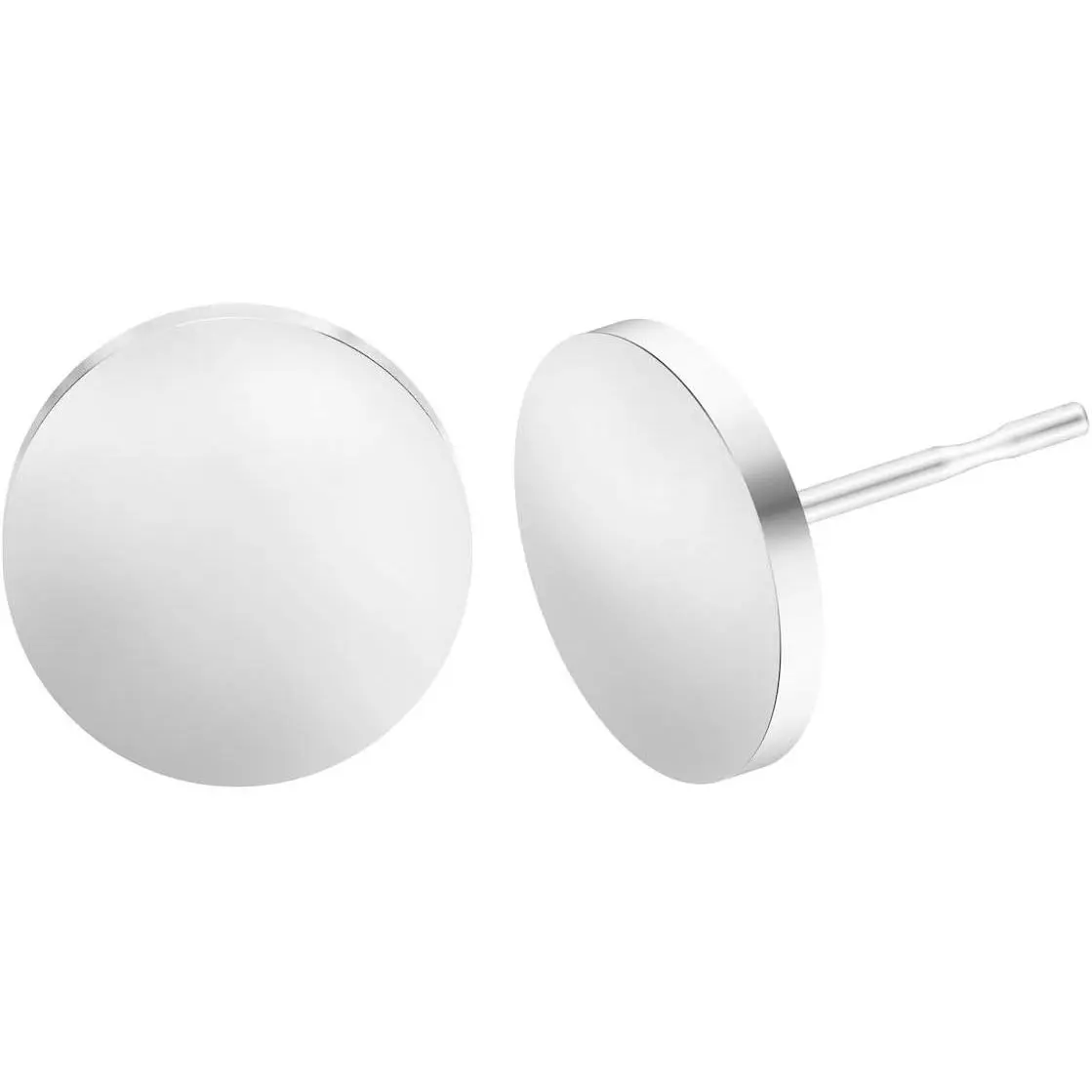 Stud Earrings Flat Circle Piercing Dot Earrings Stainless Disc Post Earrings for Women (2-10mm, Silver, 1-3 pairs)