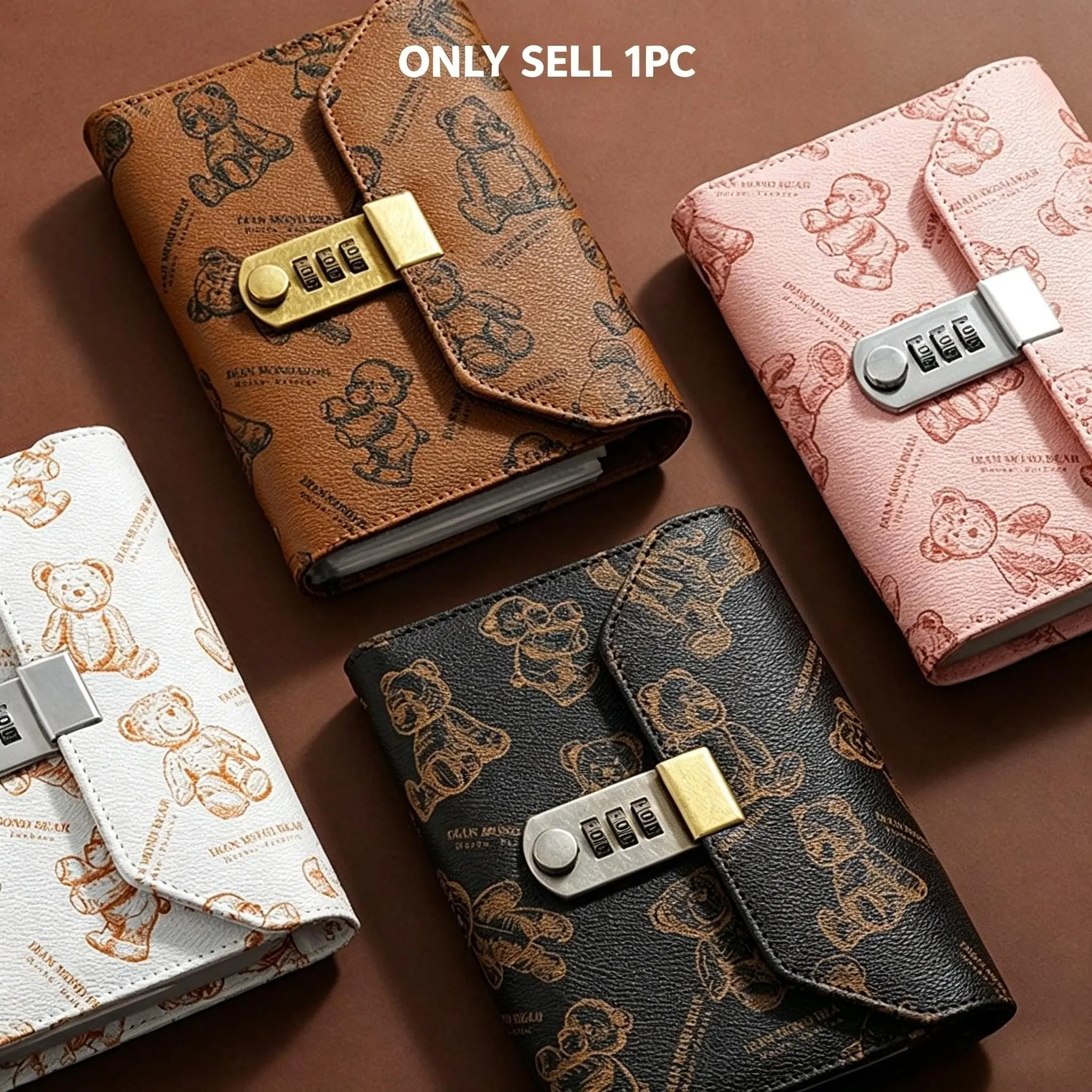 Bear Password Lock Savings Book, Combination Lock Security Album, Currency Collection Organizer, Safe Money Storage Ledger