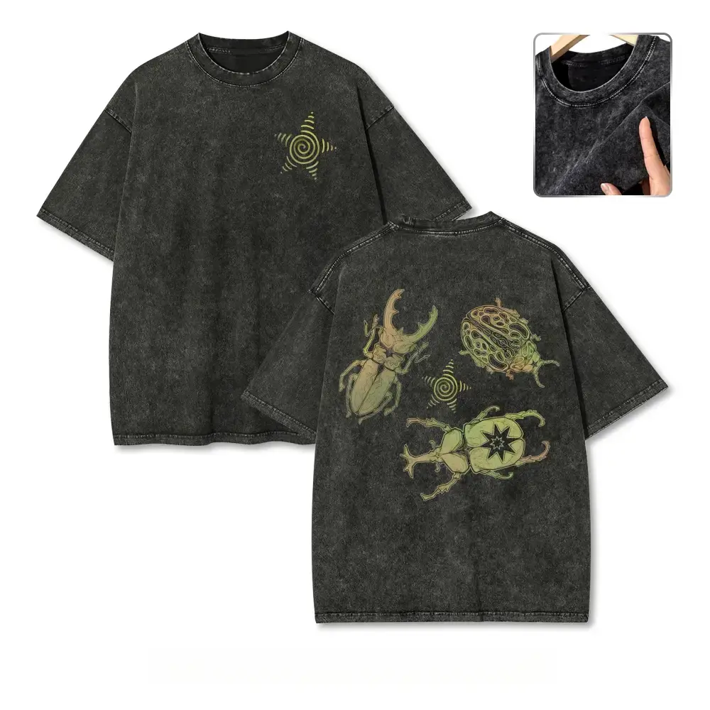 Unisex Beetle Graphic T-Shirt, Casual Oversized Streetwear Top, Round Neck Short Sleeve, Super Soft and Pre-Shrunk, Shortsleeve, Tshirt, Pre-Shrunken, Beetle Print, Multi-Size