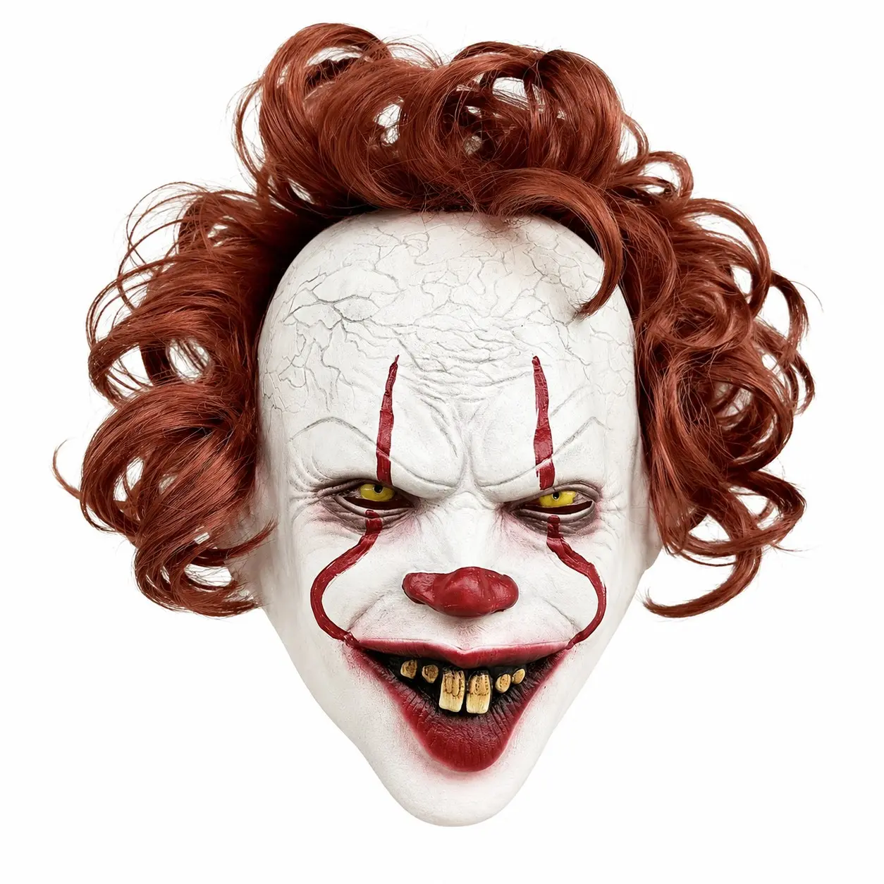 Horror Clown Mask Halloween, Curly Hair Terror Latex Full Face Mask, Perfect for Parties, Cosplay, and Haunted House Npc