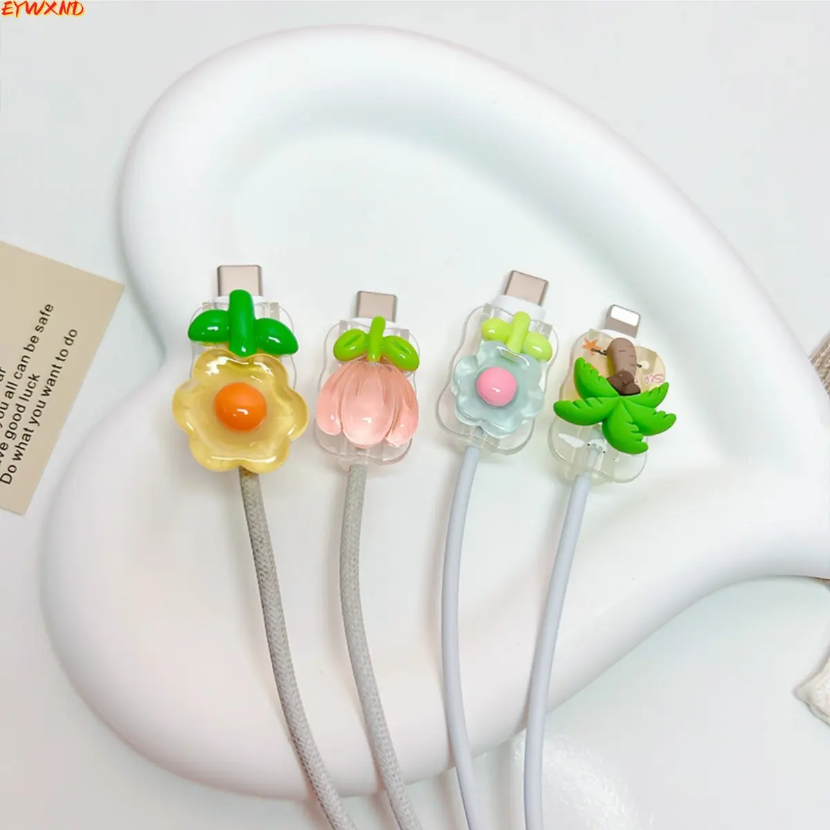 2pcs flower mobile phone charging cable protective cover for iPhone charger to prevent the charging cable from breaking, universal charging cable protector