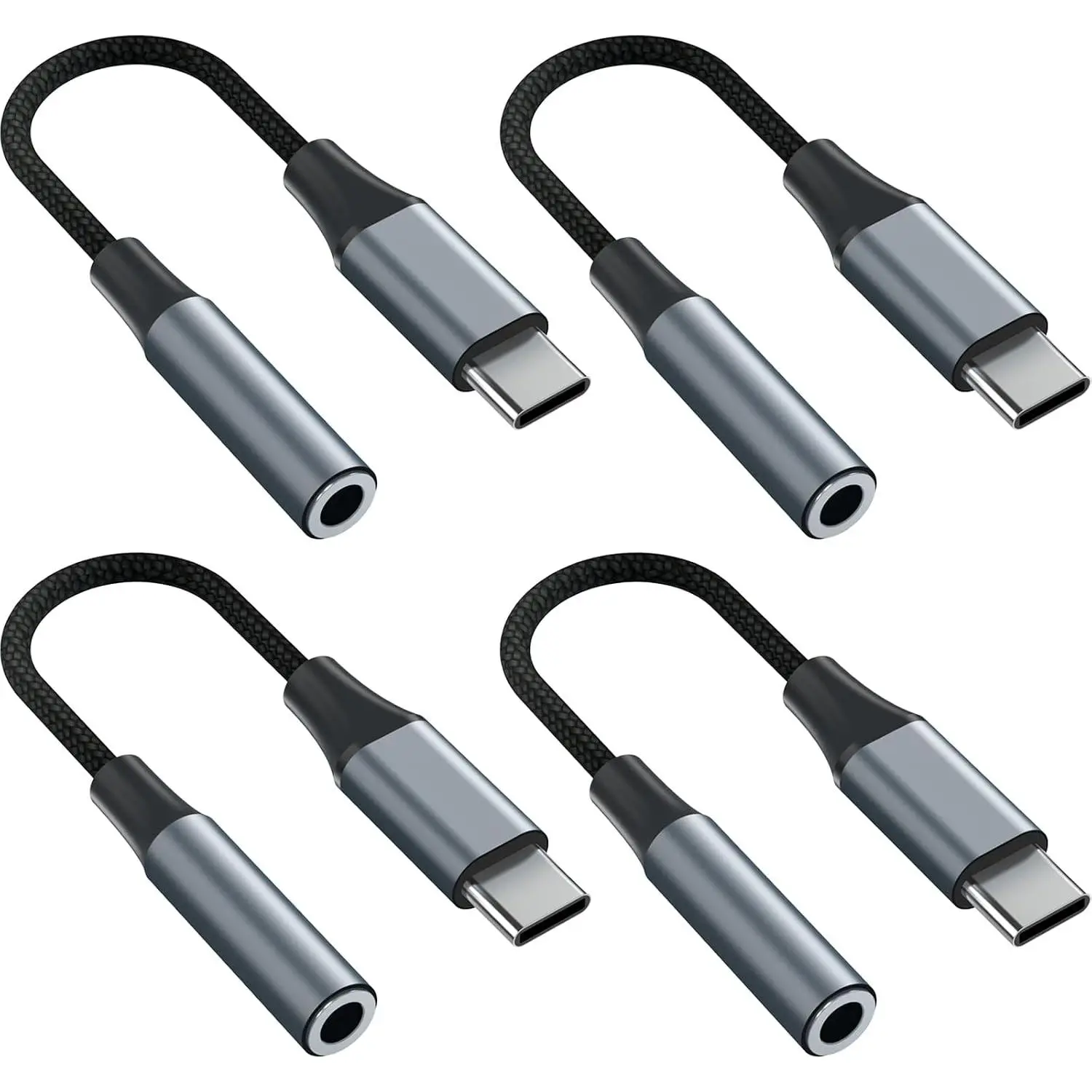 4-Pack USB C to 3.5mm Female Headphone Jack Adapter Accessories - Upgrade Metal Case, High-Resolution, Plug-and-Play, Compatible with S20+/S21 Ultra, iPhone15/16/17, USB C Audio Devices