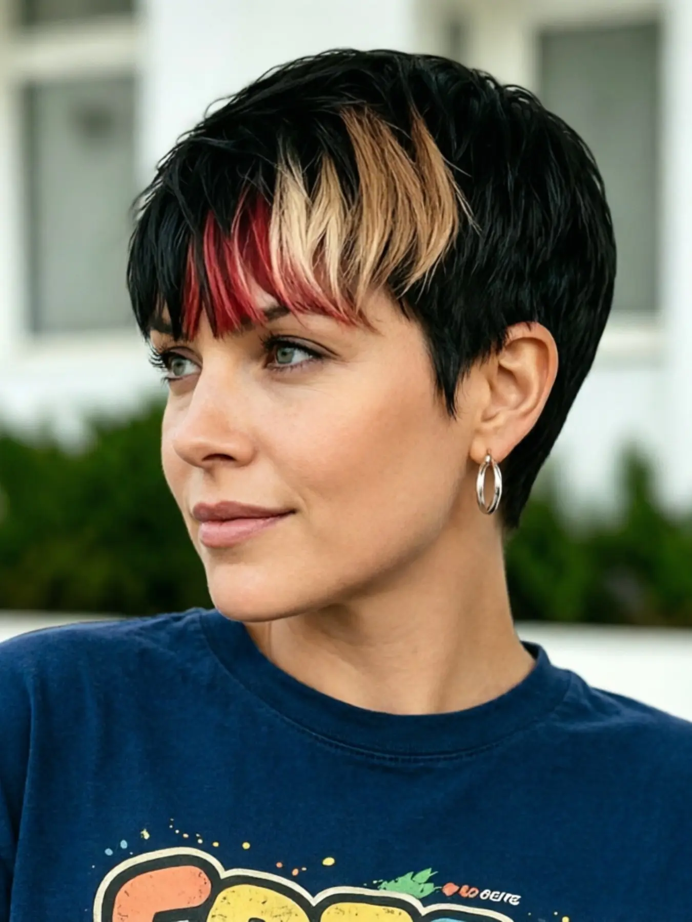 Short Pixie Cut Human Hair Wigs for Women Colorful Natural Look Lightweight Layered Bangs