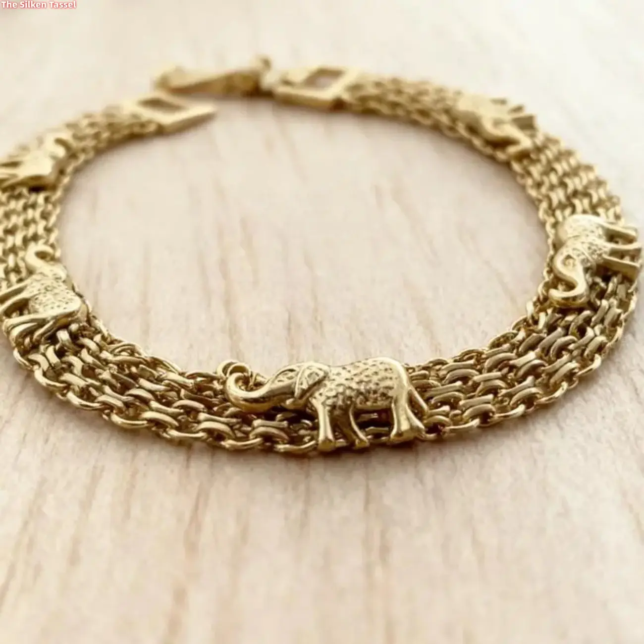 Charmed Bracelet for Women, Gold-Plated Bangle with Lucky Elephant & Magnetic Heart Clasp, Adjustable & Stackable for Bracelet Stacking, Gold-Toned Charmed Bracelets & Bangles tiktokshopbacktoschool