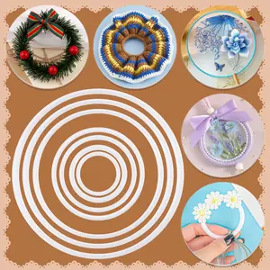 2pcs/5pcs White Plastic Craft Rings - 1.77 - 7.68in Smooth Round Hoops for Weaving, Macrame, Dream Catchers and Hanging Decorations